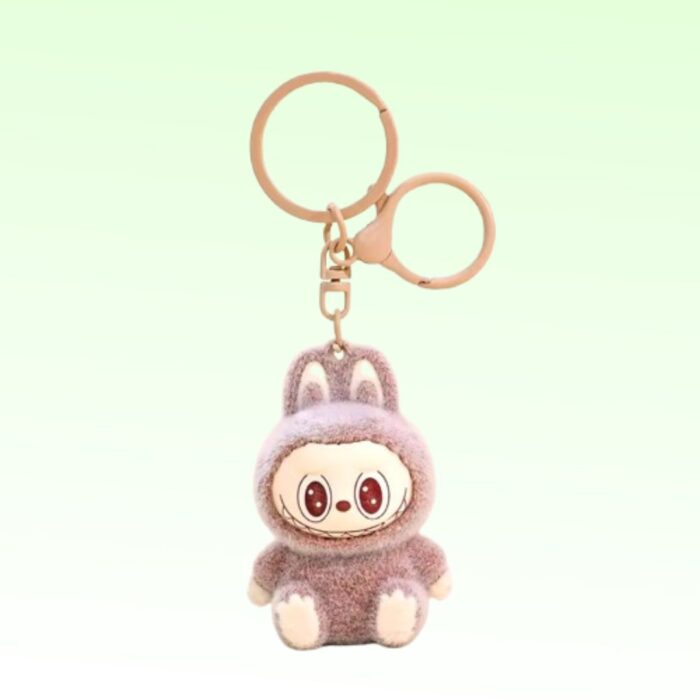 Sitting Brown Labubu Doll Keychain