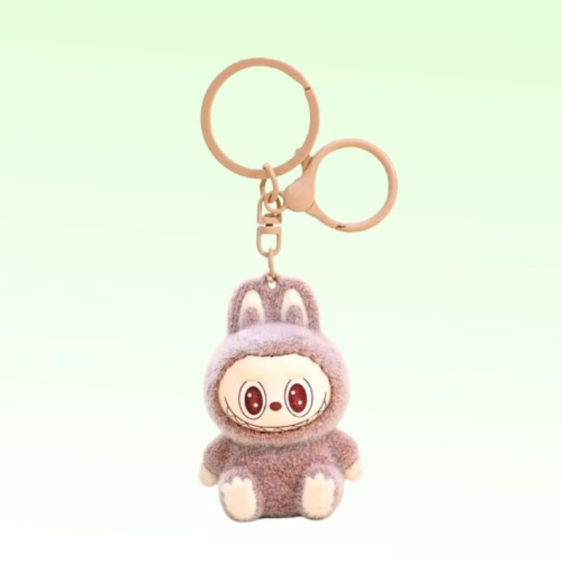 Sitting Brown Labubu Doll Keychain