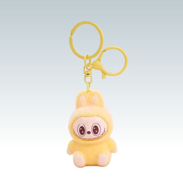 Sitting Yellow Labubu Doll Keychain