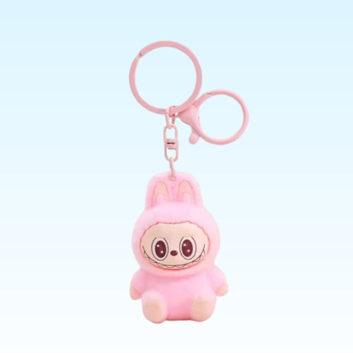 Sitting Pink Labubu Doll Keychain