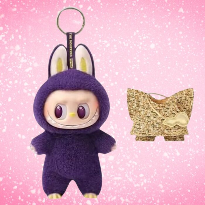 Labubu Plush Keychain Purple Monste