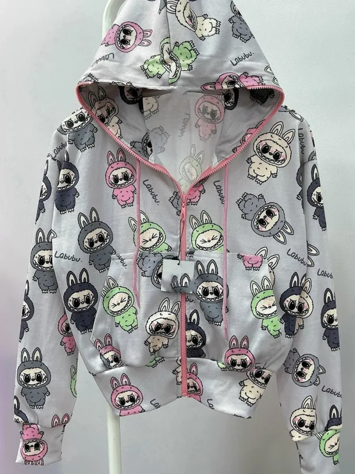 Labubu Cartoon Hoodie - Kawaii Anime Print Hooded Sweatshirt for Women - Image 6