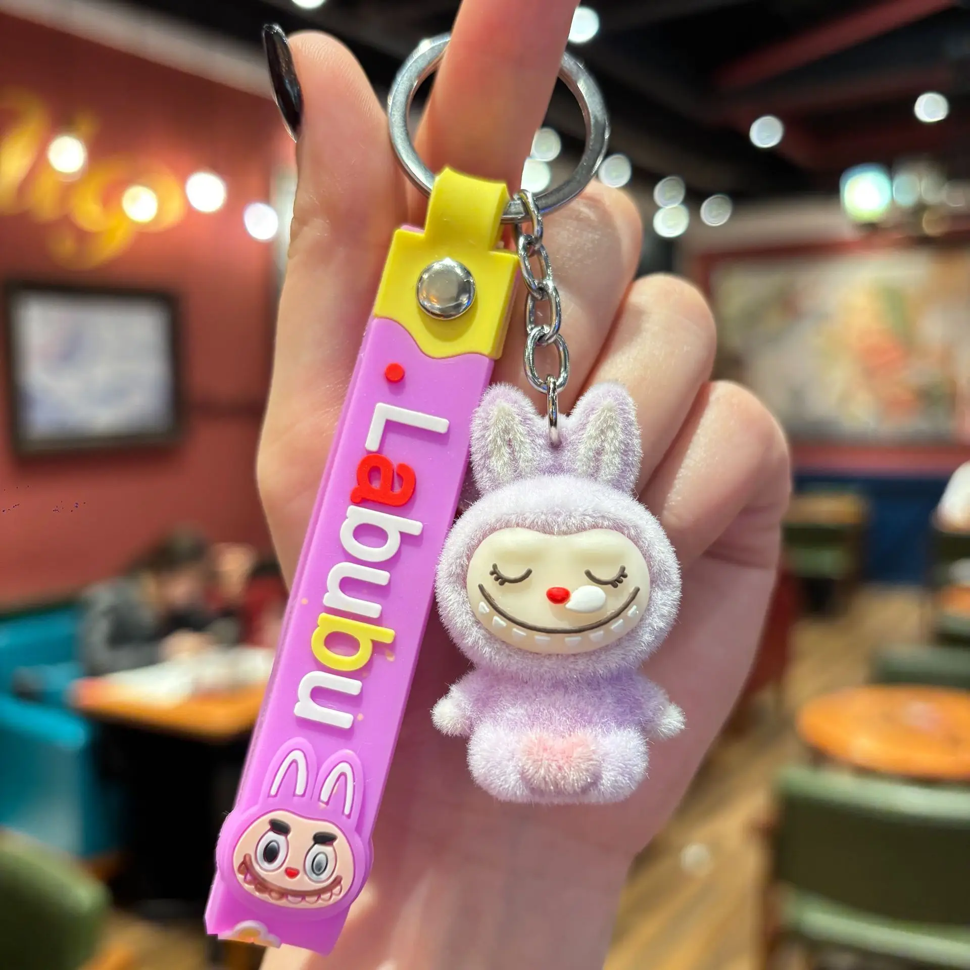Sleepy Sitting Labubu Doll Keychain