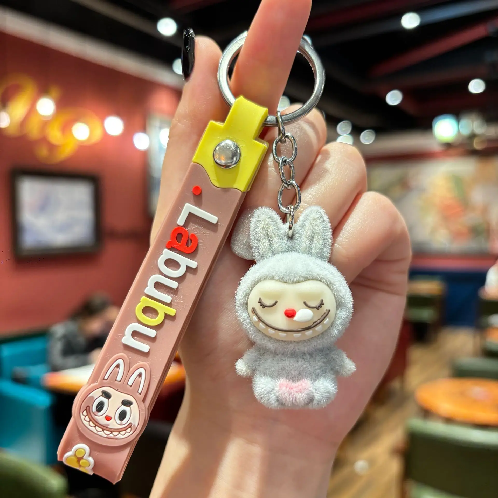Sleepy Sitting Labubu Doll Keychain