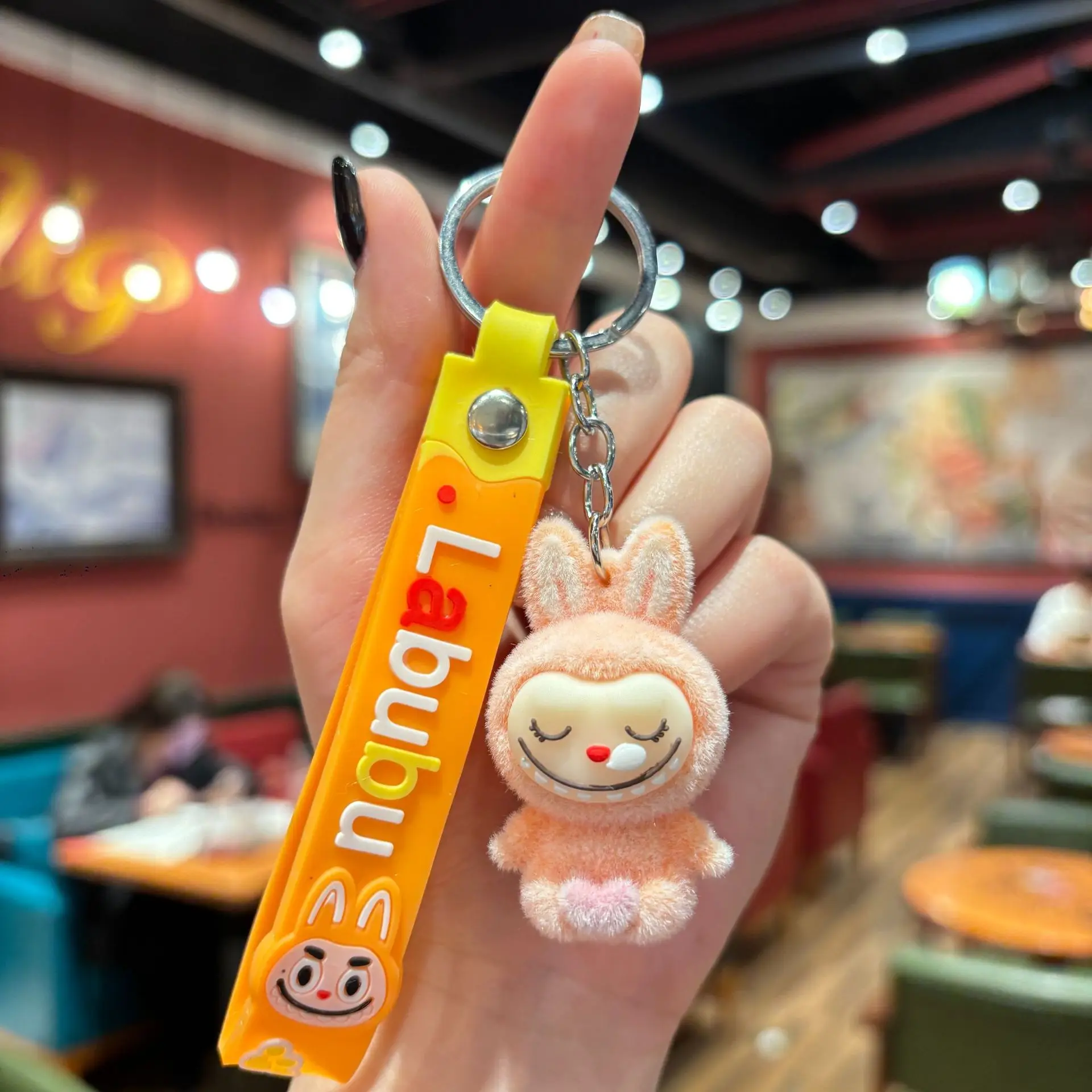Sleepy Sitting Labubu Doll Keychain