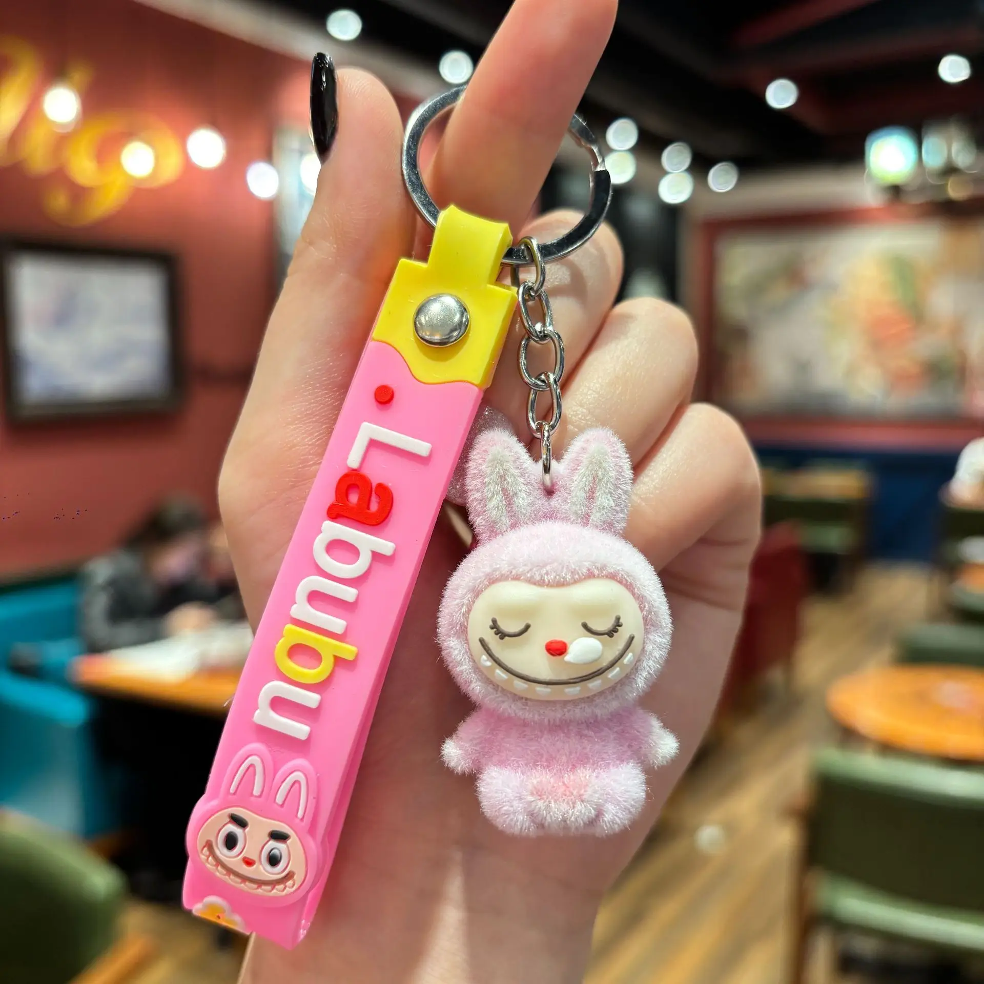 Sleepy Sitting Labubu Doll Keychain